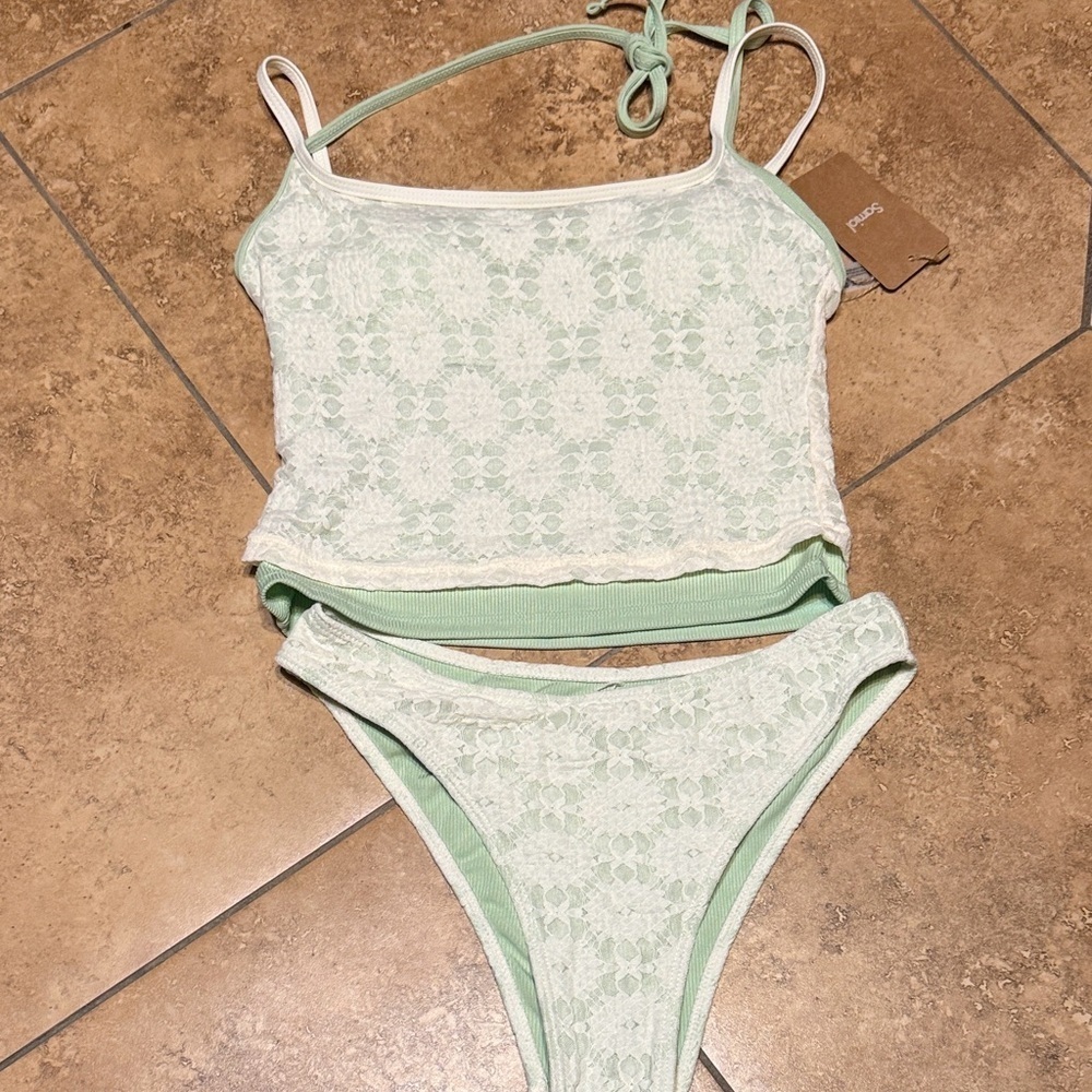 Samiol Mint Green Lace two Piece - Picture 6 of 6